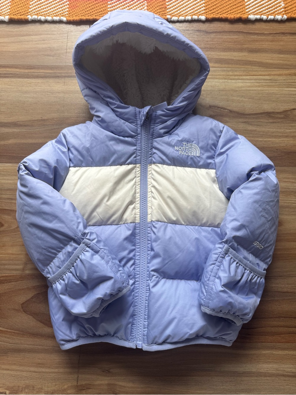 The North Face Kids Lavender & Cream Hooded Puffer Jacket